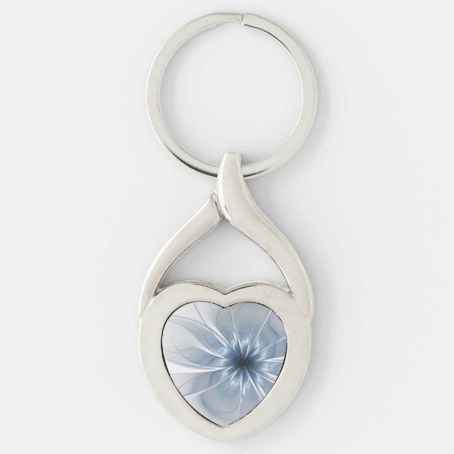 Soft and tenderness blue fractal fantasy flower cu key ring (Front)