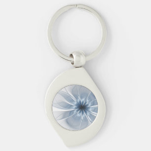 Soft and tenderness blue fractal fantasy flower cu key ring