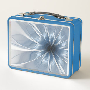 Soft and tenderness blue fractal fantasy flower cu metal lunch box