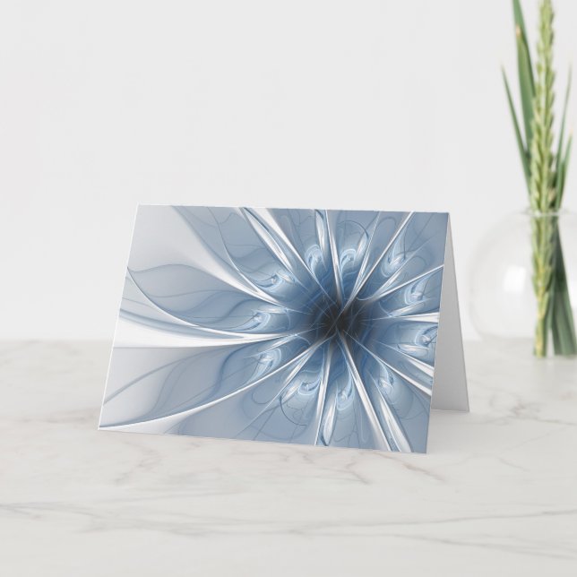 Soft and tenderness blue fractal fantasy flower cu note card (Front)