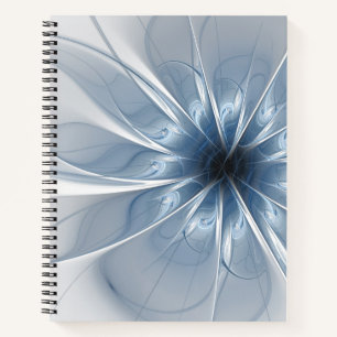 Soft and tenderness blue fractal fantasy flower cu notebook