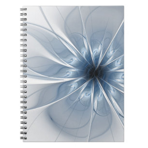 Soft and tenderness blue fractal fantasy flower cu notebook