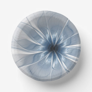 Soft and tenderness blue fractal fantasy flower cu paper plate