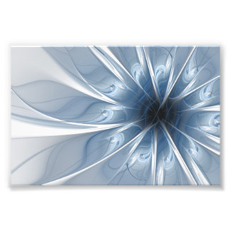 Soft and tenderness blue fractal fantasy flower cu photo print