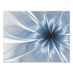 Soft and tenderness blue fractal fantasy flower cu photo print
