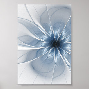 Soft and tenderness blue fractal fantasy flower cu poster