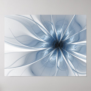 Soft and tenderness blue fractal fantasy flower cu poster