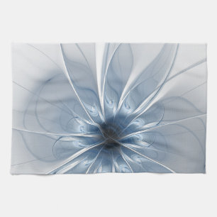 Soft and tenderness blue fractal fantasy flower cu tea towel
