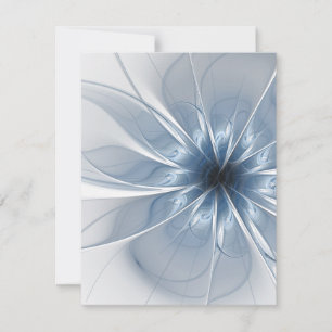 Soft and tenderness blue fractal fantasy flower cu thank you card