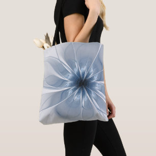 Soft and tenderness blue fractal fantasy flower cu tote bag