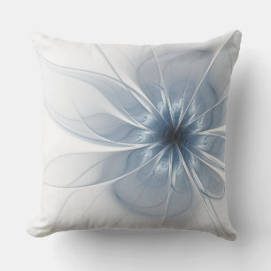 Soft and tenderness blue fractal fantasy flower cushion