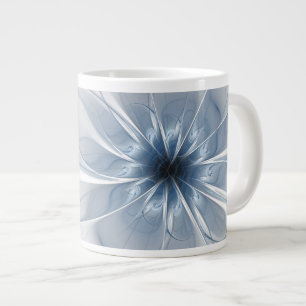 Soft and tenderness blue fractal fantasy flower large coffee mug