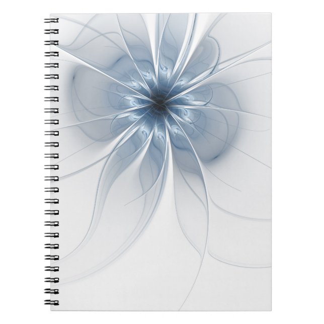 Soft and tenderness blue fractal fantasy flower notebook (Front)