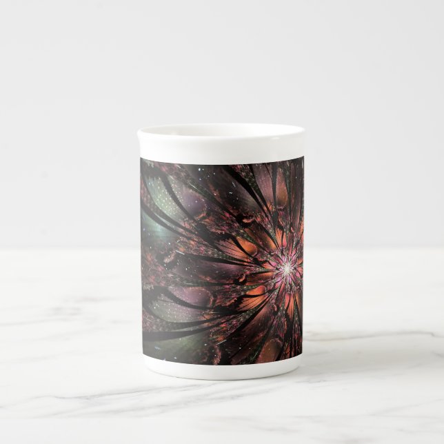 Soft and tenderness fractal fantasy flower   bone china mug (Front)
