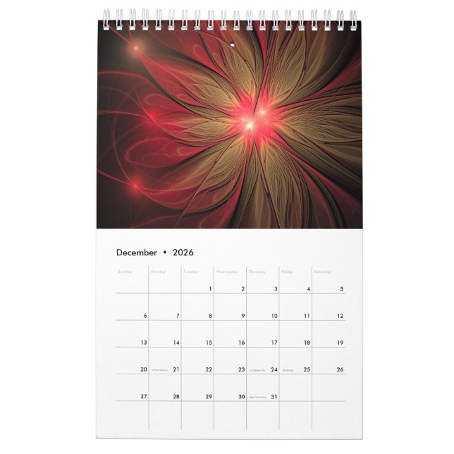 Soft and tenderness fractal fantasy flower   calendar (Dec 2026)