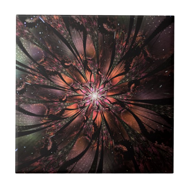 Soft and tenderness fractal fantasy flower  ceramic tile (Front)