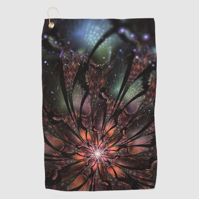 Soft and tenderness fractal fantasy flower golf towel (Front)