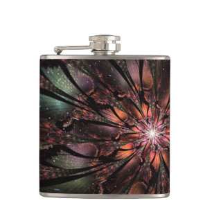 Soft and tenderness fractal fantasy flower  hip flask