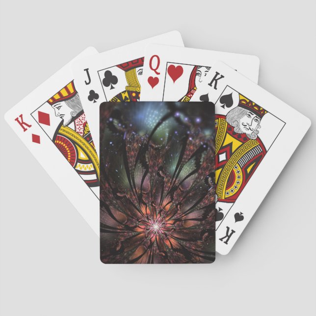 Soft and tenderness fractal fantasy flower  invita playing cards (Back)