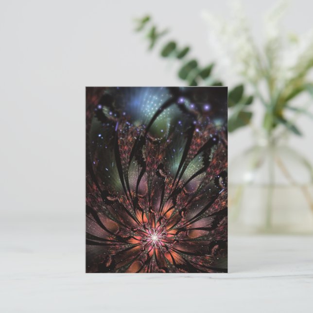 Soft and tenderness fractal fantasy flower invitat postcard (Standing Front)