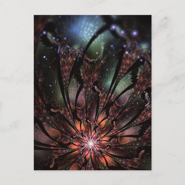 Soft and tenderness fractal fantasy flower  invitation postcard (Front)
