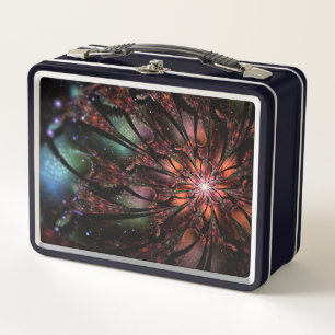 Soft and tenderness fractal fantasy flower metal lunch box