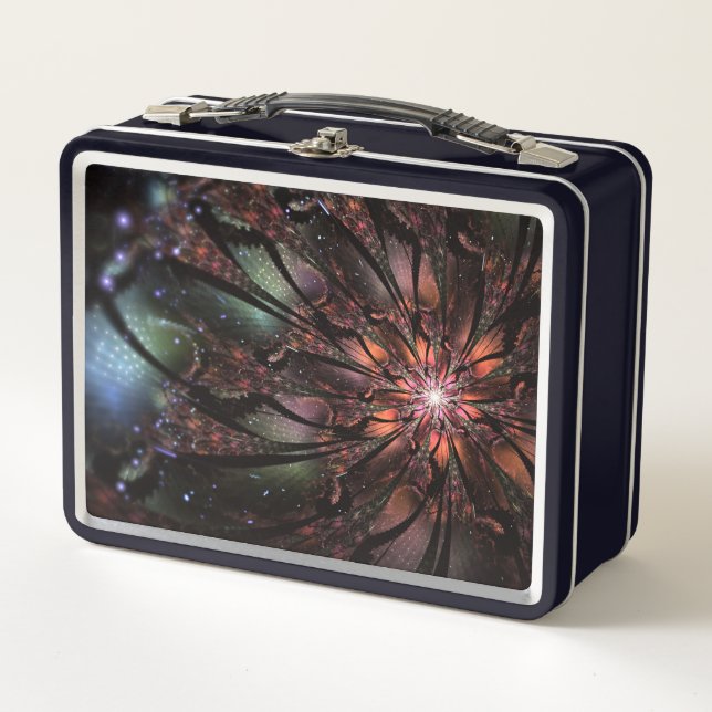 Soft and tenderness fractal fantasy flower   metal lunch box (Front)