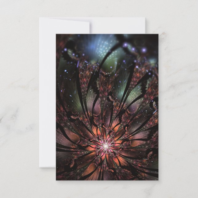 Soft and tenderness fractal fantasy flower RSVP card (Front)