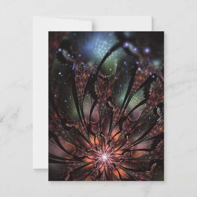Soft and tenderness fractal fantasy flower  RSVP card (Front)