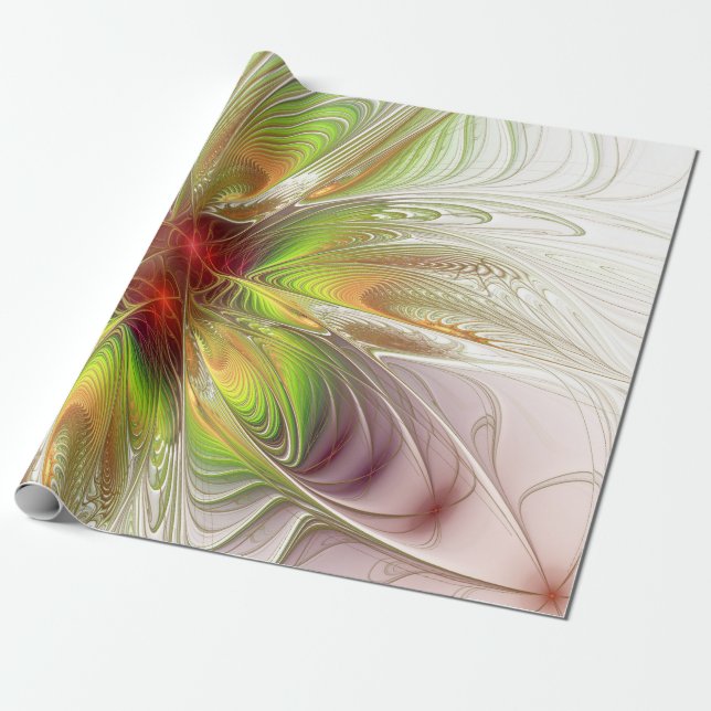 Soft and tenderness fractal fantasy flower wrapping paper (Unrolled)