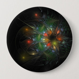 Soft and tenderness fractal fantasy flowers 10 cm round badge
