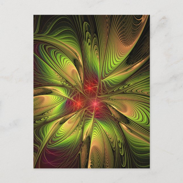Soft and tenderness fractal fantasy flowers announcement postcard (Front)