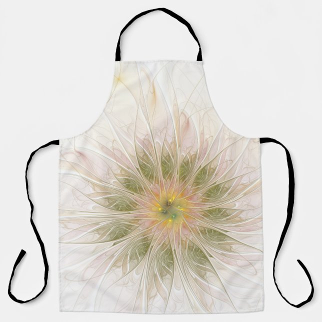 Soft and tenderness fractal fantasy flowers apron (Front)