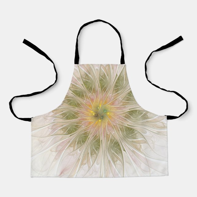 Soft and tenderness fractal fantasy flowers apron (Front)