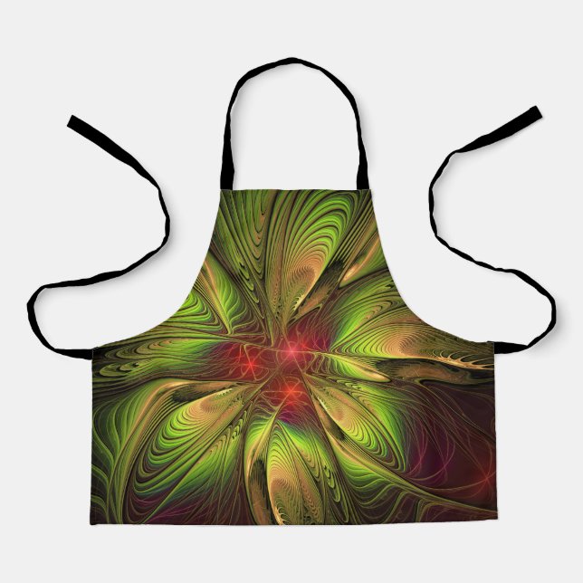 Soft and tenderness fractal fantasy flowers  apron (Front)