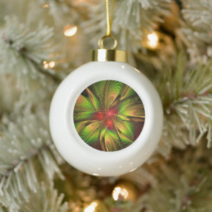 Soft and tenderness fractal fantasy flowers ceramic ball christmas ornament
