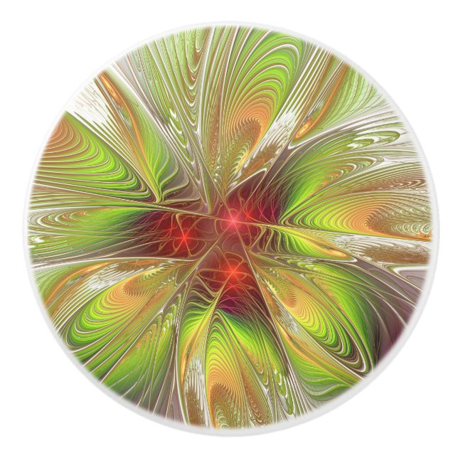 Soft and tenderness fractal fantasy flowers  ceramic knob (Front)