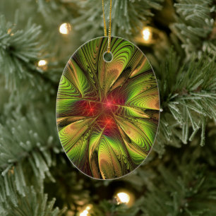 Soft and tenderness fractal fantasy flowers ceramic ornament