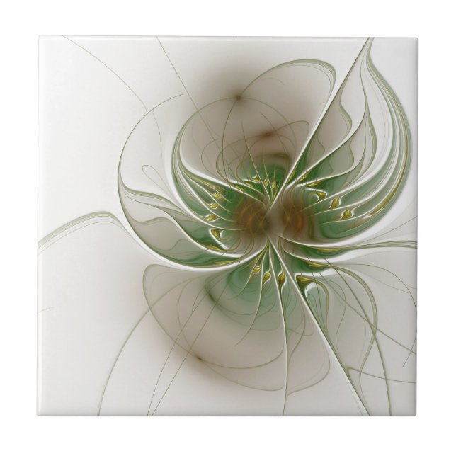 Soft and tenderness fractal fantasy flowers ceramic tile (Front)