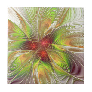 Soft and tenderness fractal fantasy flowers ceramic tile
