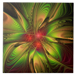 Soft and tenderness fractal fantasy flowers ceramic tile