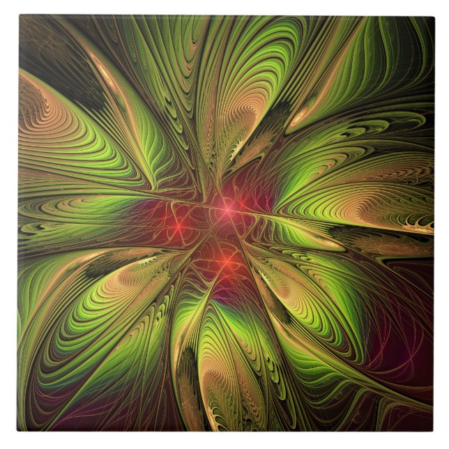 Soft and tenderness fractal fantasy flowers ceramic tile (Front)