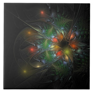 Soft and tenderness fractal fantasy flowers ceramic tile
