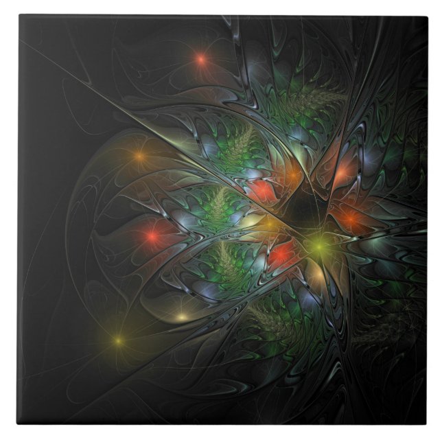 Soft and tenderness fractal fantasy flowers  ceramic tile (Front)
