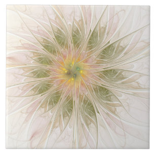 Soft and tenderness fractal fantasy flowers ceramic tile