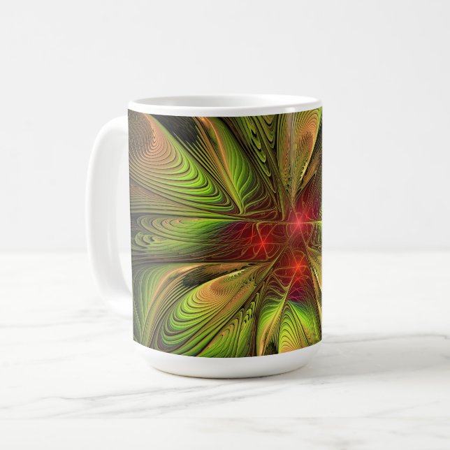 Soft and tenderness fractal fantasy flowers coffee mug (Front Left)
