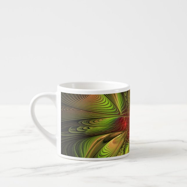 Soft and tenderness fractal fantasy flowers espresso cup (Left)