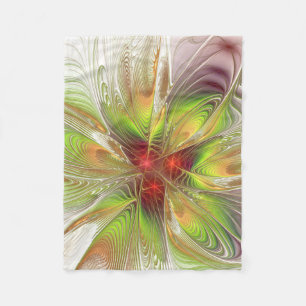 Soft and tenderness fractal fantasy flowers fleece blanket