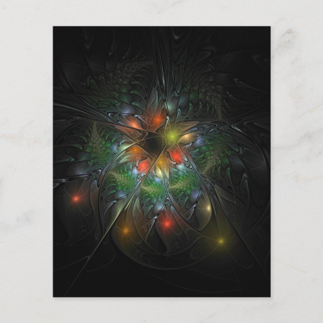 Soft and tenderness fractal fantasy flowers flyer (Front)