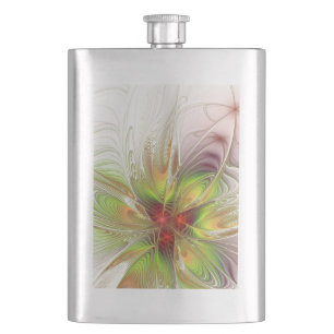 Soft and tenderness fractal fantasy flowers  hip flask
